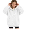 thumbnail image 6 of Huangx Girls Button Hoodie Sweatshirt, Long Sleeve Henley Pullover with Front Pocket, Casual Fall Winter School Outfit for Teen Girls & Kids White 13-14 Years, 6 of 7