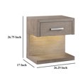 thumbnail image 5 of Keno Nightstand, 27 Inch Brown Acacia Wood, Storage Drawer, LED Light, 5 of 6