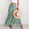 thumbnail image 4 of qolati Maxi Skirts for Women Long Beach Skirts Pleated Skirts for Women Summer Elastic Waist Boho Ruffled Flowy Skirt Size L, 4 of 9