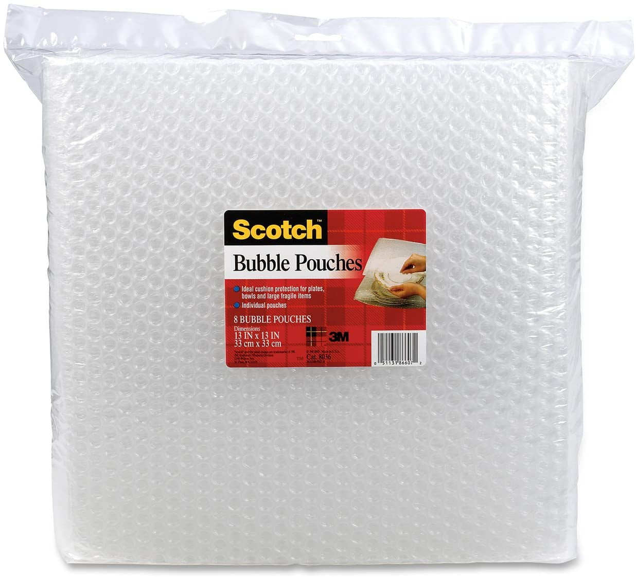 Scotch Bubble Pouches, 8 x 10 Inches, Clear, 8 Pouches per Pack (8035