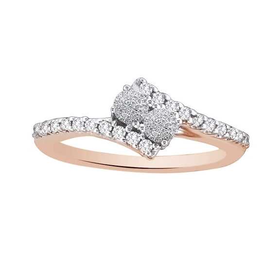 AFFY White Natural Diamond Two-Stone Ring In 10k Rose Gold (0.33 Cttw)