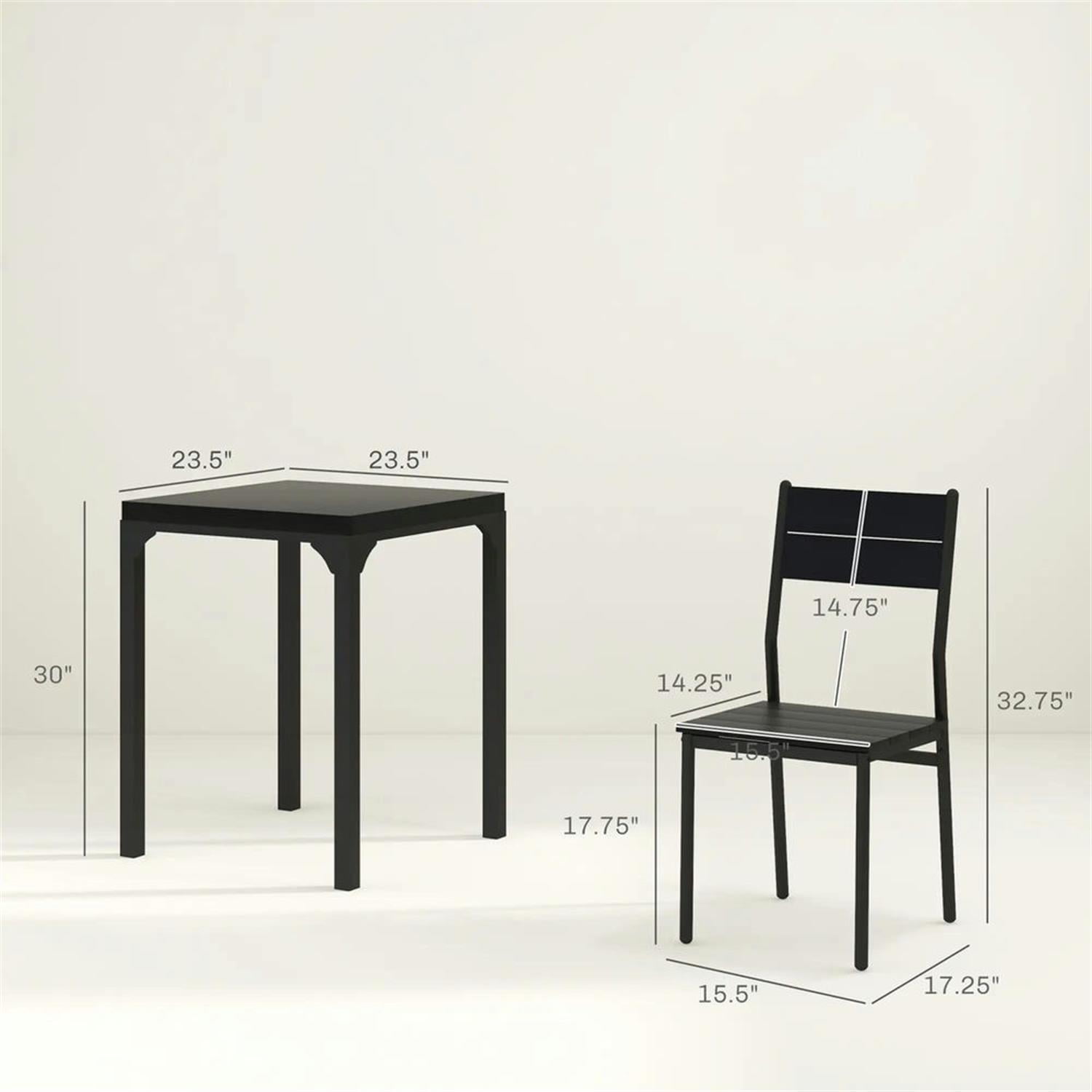 Demi Bonn 3 Piece Dining Table Set for Small Spaces, Modern Kitchen Table and Chairs for 2 Dining Room Set with Chairs Home Furniture Rectangular, Black