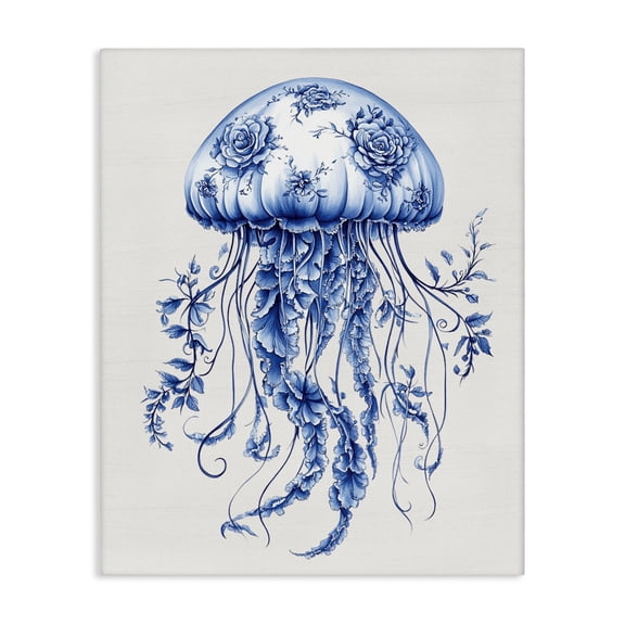 Funky Toile Jellyfish Canvas Wall Art, design by Lettered and Lined