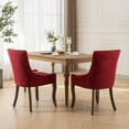 thumbnail image 4 of Fabric Upholstered Dining Chairs Set of 2, Tufted Dining Room Chairs with Curved Back and Bronze Nail Head, Thickened Dining Chairs with Solid Wood Legs for Kitchen Dining Room, Burgundy, 4 of 9