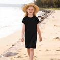 thumbnail image 5 of IVEYRTF Girls Solid Color T-Shirt Dress with Pockets Kids Summer Everyday Activities Knee Length Casual Dress, 5 of 9