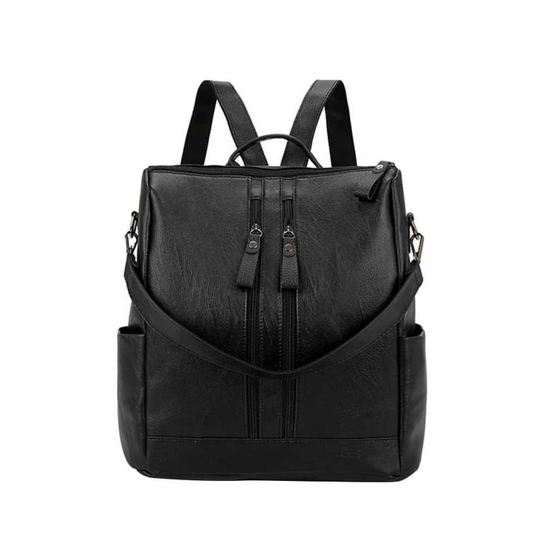Backpack Purse for Women Leather Travel Backpack with Multi Pocket | Cluci, Black