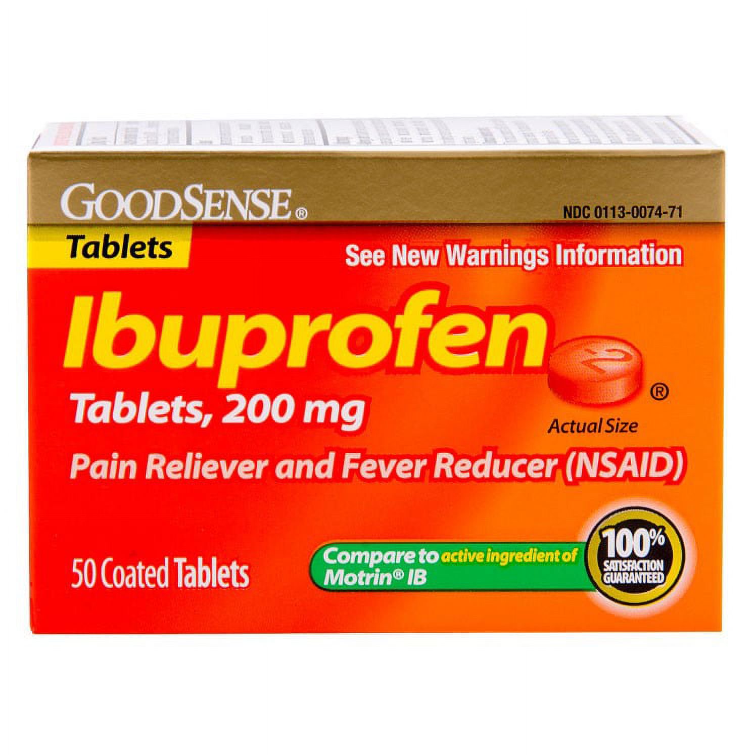 GoodSense Ibuprofen, 200 mg Orange Coated Tablets, 50 Ct