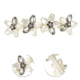 thumbnail image 3 of Unique Bargains 1 Pc Rhinestones Flower French Barrette Hair Clips Hairdo Clip for Home Gold Tone Pink Gray, 3 of 5