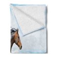 thumbnail image 2 of Animal Soft Flannel Fleece Throw Blanket, Horse Runs Gallop on Flower Meadow Rural Freedom Animal, Cozy Plush for Indoor and Outdoor Use, 60" x 80", Green Brown Baby Blue, by Ambesonne, 2 of 5