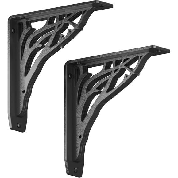 Angel Oak Kit de Supports d'Étagère Robustes de Deux Supports d'Étagères en Métal - Support de Montage Décoratif pour Comptoir et Manteau avec Finition en Fonte