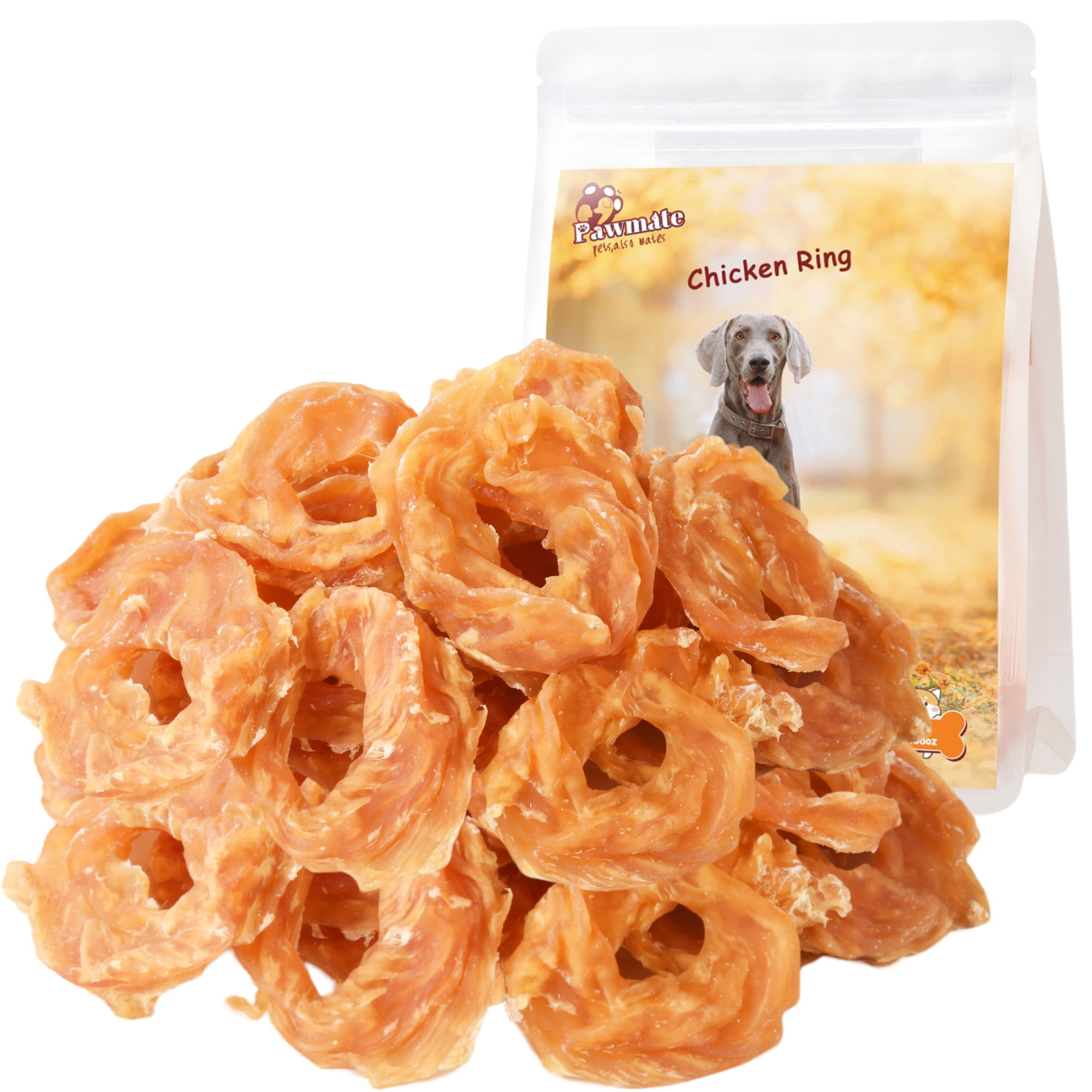 (2 pack) Pawmate Chicken Jerky Dog Treats, Chicken Jerky Rings for All Dogs, 23 ct Packet