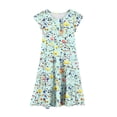 thumbnail image 5 of Bainana Girls Flutter Sleeve Floral Print Tiered Dress Fashion Crew Neck Party Wear Youth Girls Summer Stylish Fit Playwear Party Outfit Mint Green Size 6-7 Years, 5 of 5