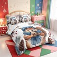 thumbnail image 2 of Manfei Traditional Pink Christmas 7pcs Queen Bedding,Merry Xmas Bedding Comforter Set Queen,Xmas Reversible, 2 of 7
