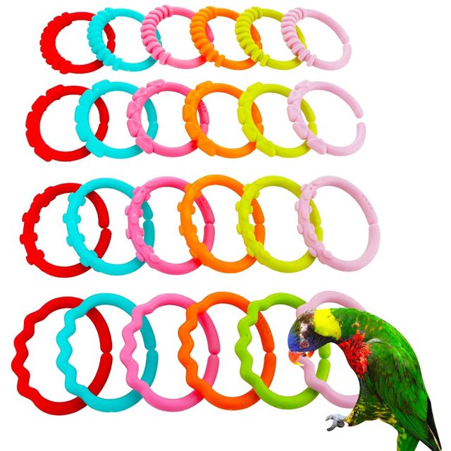 Yazoeia 24 Pcs Bird Chewing Toy Parrot Plastic Large Link DIY Cage Accessories CJC912-134931