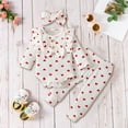 thumbnail image 2 of CAICJ98 Infant Newborn Baby Girl Clothes Fall Winter Outfits Ruffled Long Sleeve Romper Pants Set Headband Toddler Clothing 3Pcs (White,0-3 Months), 2 of 6