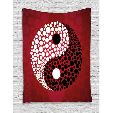 Ying Yang Tapestry Abstract Graphic Design Yin Yang Circle Black And White Dots Pattern Cosmos And Energy Wall Hanging For Bedroom Living Room Dorm