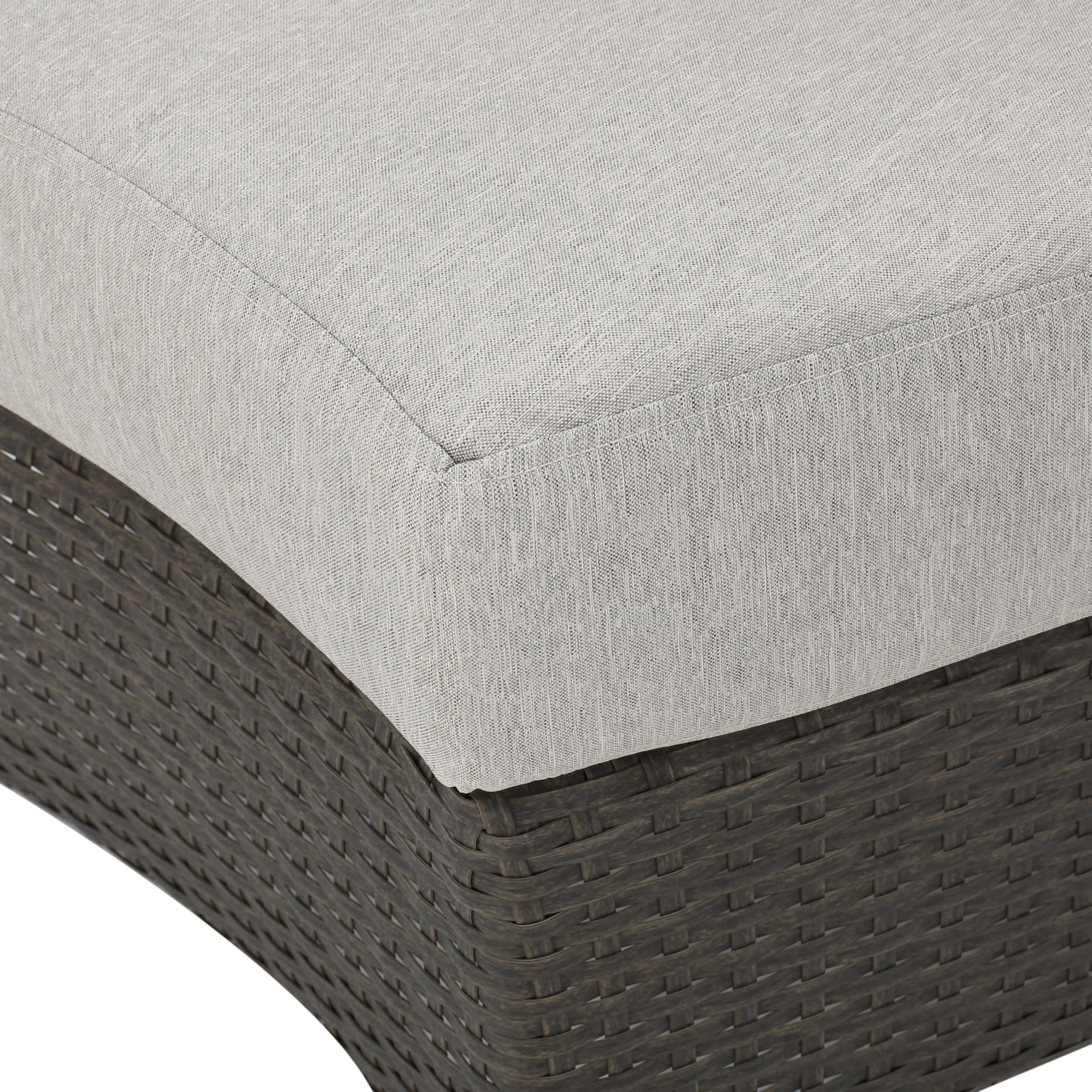 Adelina Wicker Outdoor Curved Loveseat Sectional with Cushions, Brown and Ceramic Gray