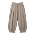 thumbnail image 3 of iHPH7 Casual High Waist Barrel Pants Tapered Hem Cotton Linen Baggy Lantern Trousers for Women with Pockets Summer Boho Beach Lounge Wear Khaki L, 3 of 8