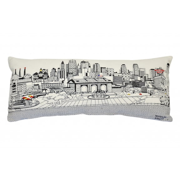 35" White Kansas City Daylight Skyline Lumbar Decorative Pillow