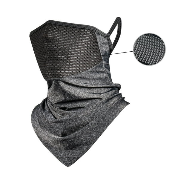 Neck Gaiter Face Mask with Ear Loops, Gray Neck Gaiter Cover for Outdoors Breathable Ice Silk Head Cover for Men and Women for Skiing Fishing Hiking Cycling