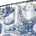 thumbnail image 4 of Mermaid Shower Curtain Waterproof Fabric with Plastic Hooks, Nautical Tropical Coral Seahorse Starfish Ocean Marine Beach Pattern Bathroom Shower Curtain, Vintage Seaside Summer Design, 4 of 5