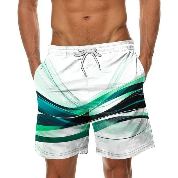 Pantalones de Playa con Cordón Impreso con Cintura Elástica para Hombre, con Bolsillos para Uso Casual Y Al Aire Libre