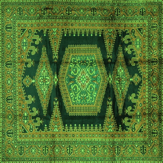 Ahgly Company Indoor Square Persian Green Traditional Area Rugs, 7' Square