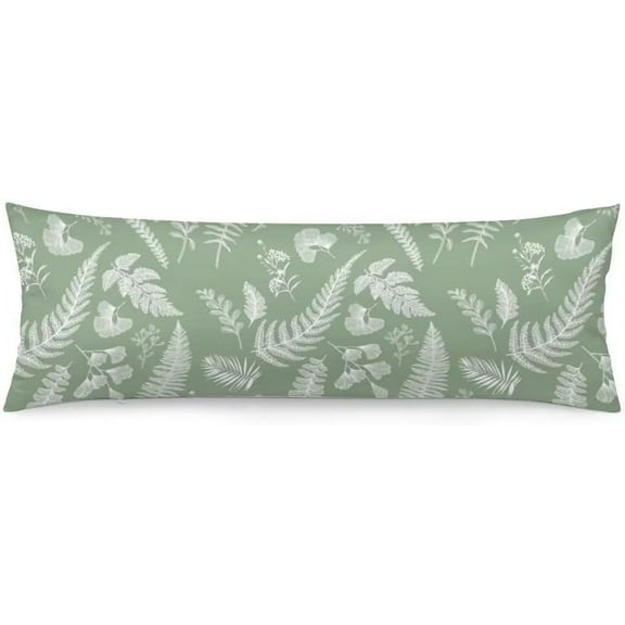 Sage Green Body Pillow Cover 20"x54" Pillow Case Botanical Plant Leaves Pattern Long Pillow Cases Protector with Zipper Decorative Soft Bedding Pillowcase Rectangle Cushion Covers for Bedroom,Sofa