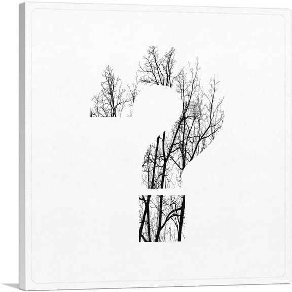 ARTCANVAS Tree Branches Alphabet Question Mark Symbol Canvas Art Print - Size: 12" x 12" (0.75" Deep)