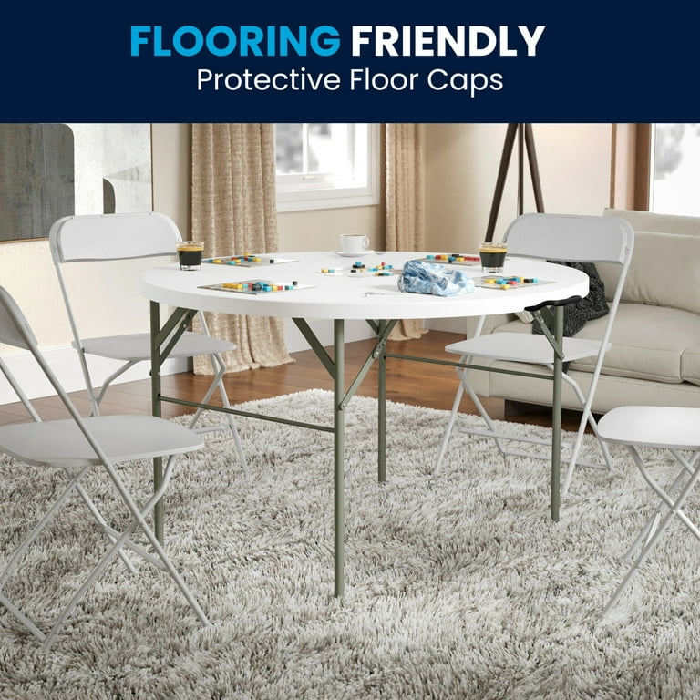 Flash Furniture Freeman 4ft Circle Bi-Fold Table, Granite White