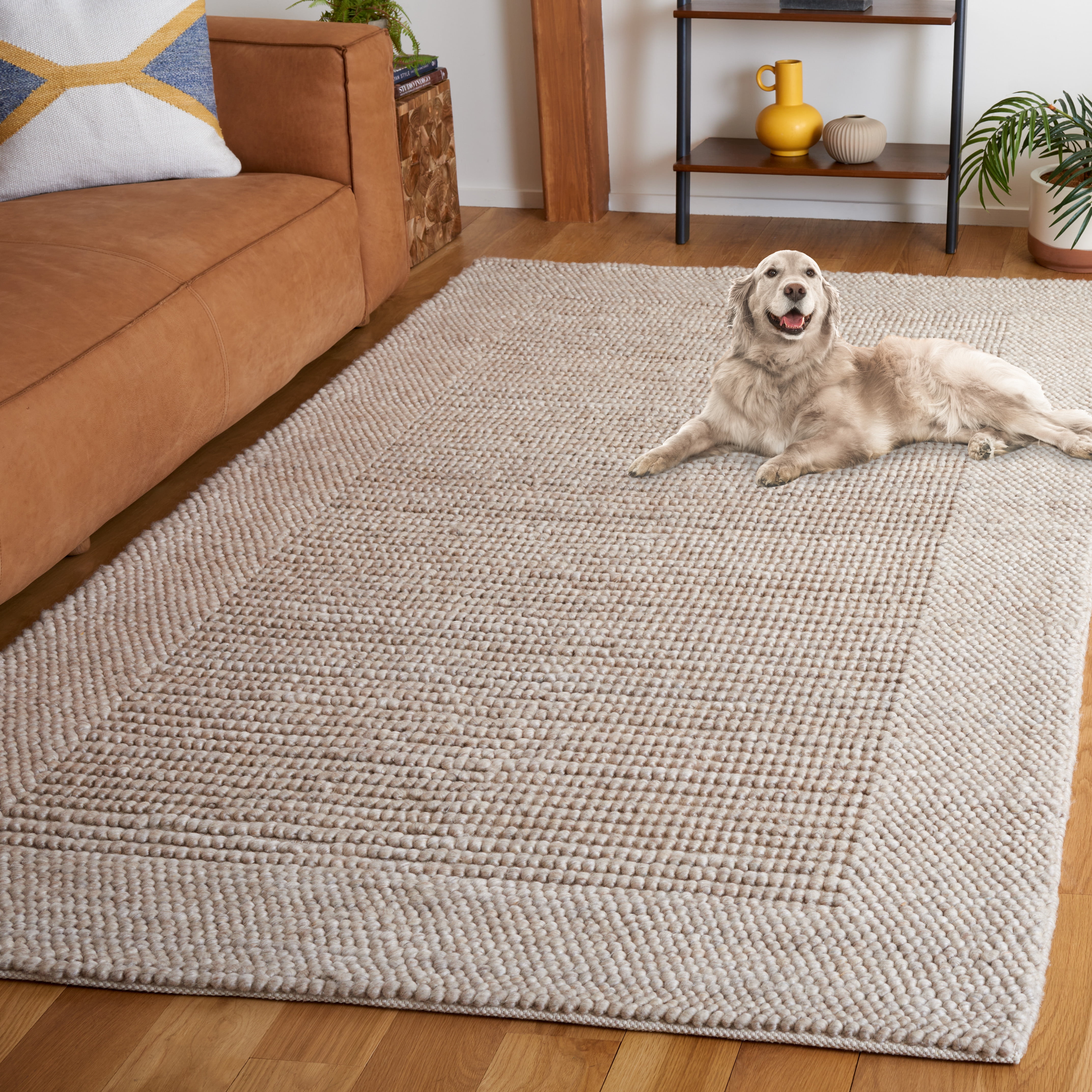 SAFAVIEH Natura Novilla Bordered Area Rug, Beige, 9' x 12'