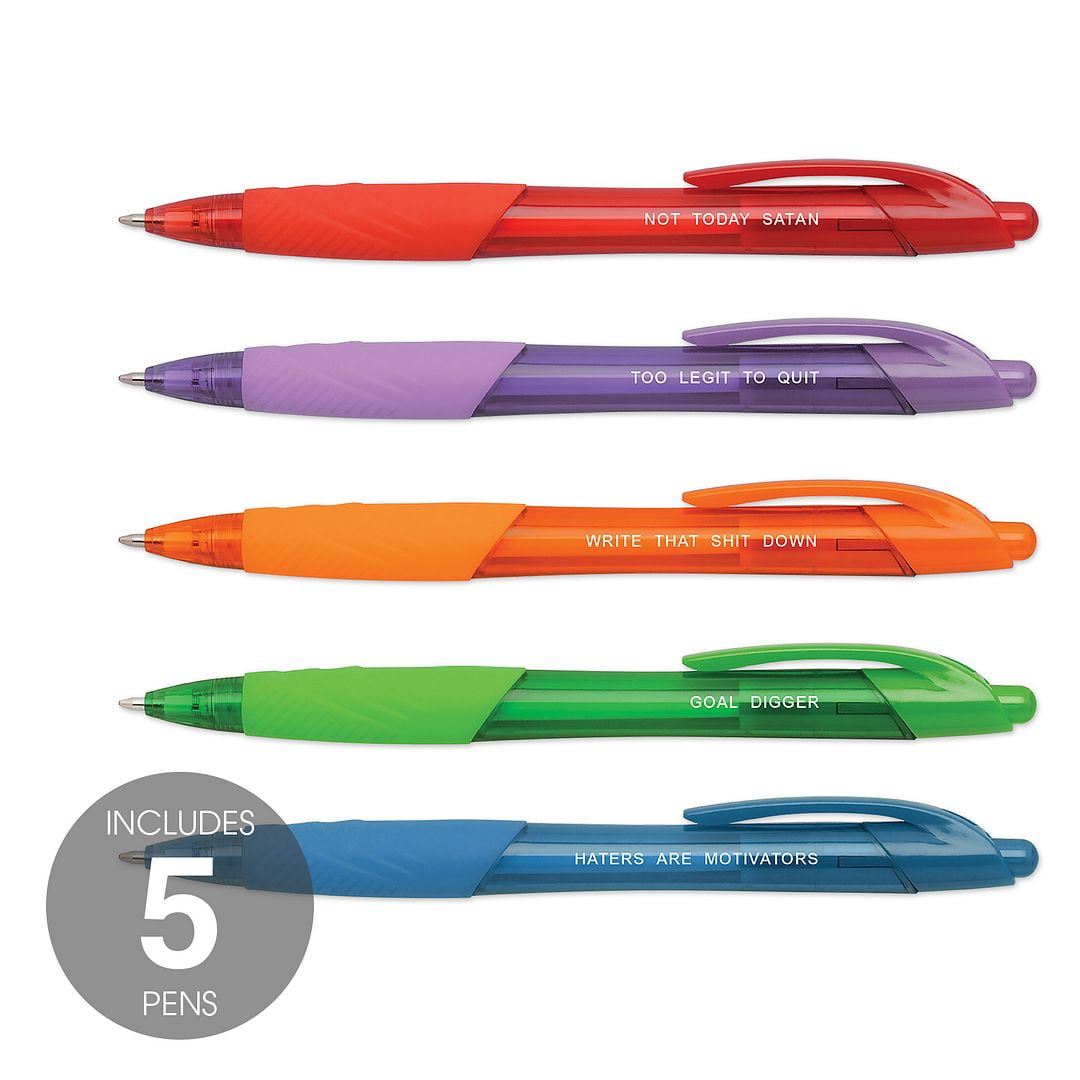 Profanity Office pens: set of 5 – Wild Rose Studio