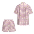 thumbnail image 5 of FKEKYI Women's Short Set 2 Piece Summer Outfits Open Front Shirt Top & Shorts with Elastic Waistband Daisy Flower Pink Plaid Print Soft Beachwear Causal Lounge Set Resort Wear, L, 5 of 7
