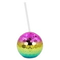 thumbnail image 2 of Yesbay 1 Set 600ML Spherical Straw Cup Glitter Flash Plating Disco Ball Light All-Purpose Tumbler Cup Wine for KTV, 2 of 7