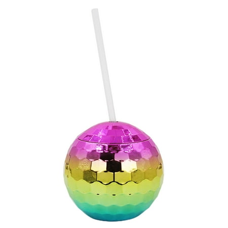 

Farfi 1 Set 600ML Spherical Straw Cup Glitter Flash Plating Disco Ball Light All-Purpose Tumbler Cup Wine for KTV (Multicolor)