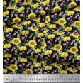 thumbnail image 3 of Soimoi Black Cotton Duck Fabric Leaves & Sunflower Floral Print Sewing Fabric Yard 42 Inch Wide, 3 of 3