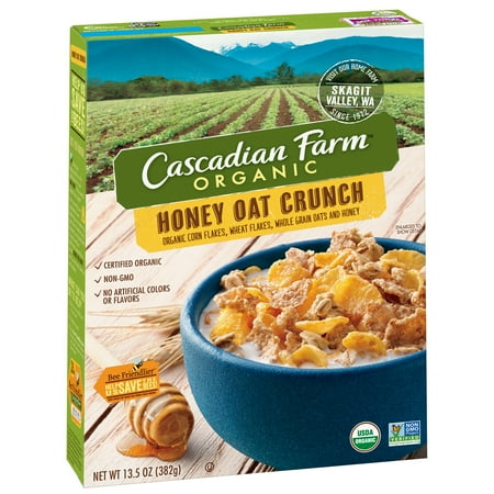 (2 Pack) Cascadian Farm Organic Cereal, Honey Crunch Oat, 13.5 oz