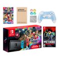thumbnail image 1 of Nintendo Switch Mario Kart 8 Deluxe Bundle: Red/Blue Console, Mario Kart 8 & Membership, Metroid Dread, Mytrix Wireless Pro Controller Blue Bamboo and Accessories, 1 of 8