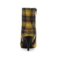 thumbnail image 2 of BLISSFUL STEP Women's Ankle Boots Pointed Toe Stiletto Heels Houndstooth Plaid Zip-Up Boots Yellow Black 7.5, 2 of 6