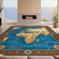 thumbnail image 2 of Design&I 6'x9' Washable Area Rug Map Retro Starfish Compass Emblems Nautical Ocean Turtle Round Refined for Dining Room, Under Table, Office, Snag-Free, 2 of 7