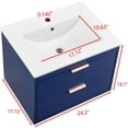 thumbnail image 3 of 24" Floating Wall Mounted bathroom vanity with white ceramic sink and drawer storage,Blue, 3 of 16