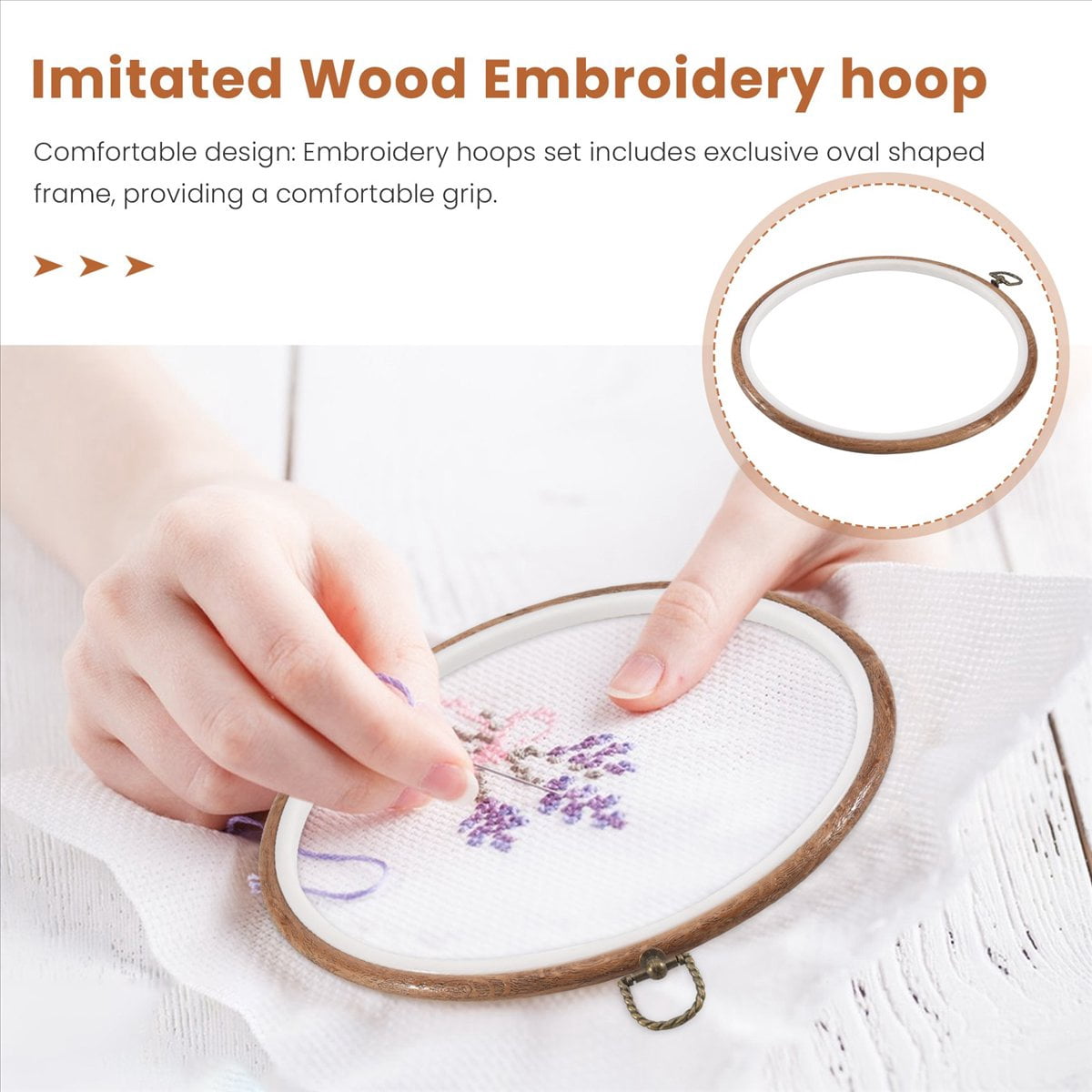 3 Pieces 10 inch 26cm Embroidery Ring No Slip Hoops Set Imitated Wood Display Frame Circle Embroidery Kits
