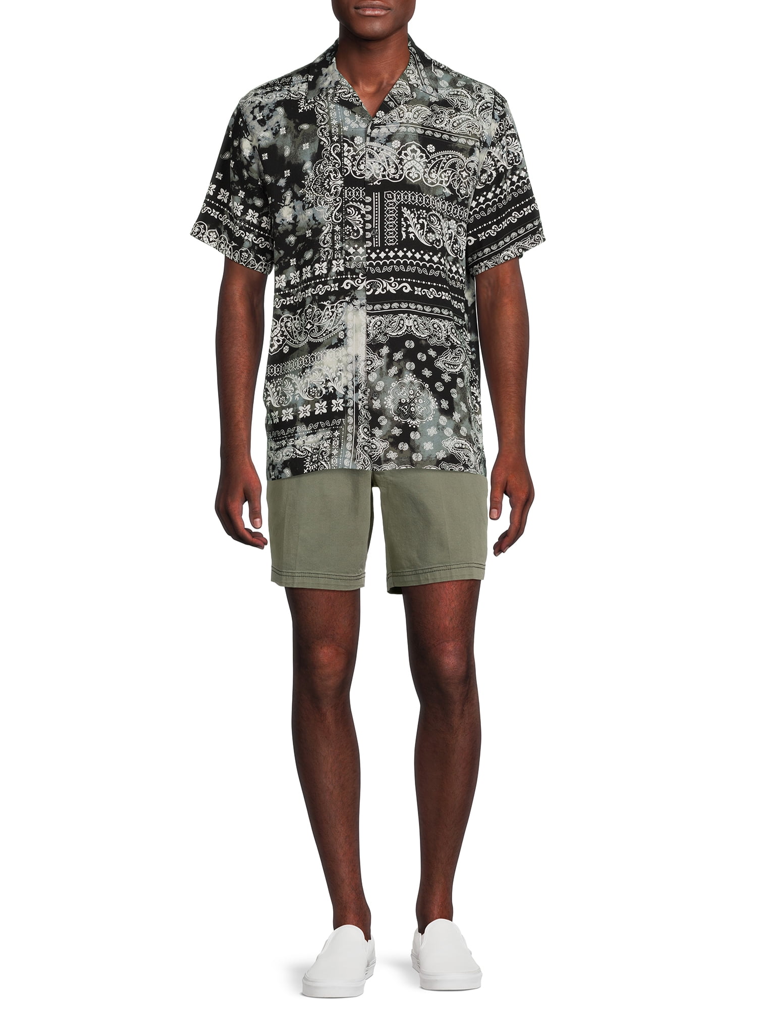 No Boundaries Men's and Big Men's 7'' Stretch Twill Pull On Short, Sizes up to 5X