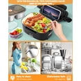 thumbnail image 4 of Electric Lunch Box Food Heater - 100W Fast Heating Lunch Box 12V/24V/110-230V Warming Lunchbox, Dual 1.5L Containers, Portable Food Warmer for Car/Truck/Travel, with Spork & Insulated Carry Bag, 4 of 5