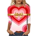 thumbnail image 2 of Xuyuer Womens Valentine T Shirts Love Heart Printed Graphic Tee Tops Spring Shirts Halloween Round Neck 3/4 Length Sleeve Graphic Tee Tops Fashion Casual Printed T-Shirt Top, 2 of 6