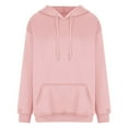 thumbnail image 4 of Plain Hoodie with Pocket for Women Teens Long Sleeve Oversized Cotton Hooded Pullover Sweatshirts Streetwear (L, Pink), 4 of 5