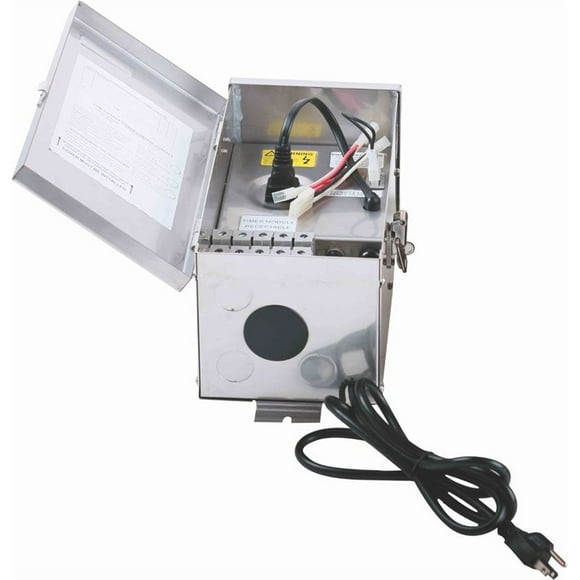 Elitco Lighting Transformateur Paysager à Basse Tension 300 W, 120 V, Acier Inoxydable, Entrée : 120 V Sortie : 0 V-12 V-13 V-14 V-15 V, Homologué ETL, Minuterie/photocellulaire Ajustable