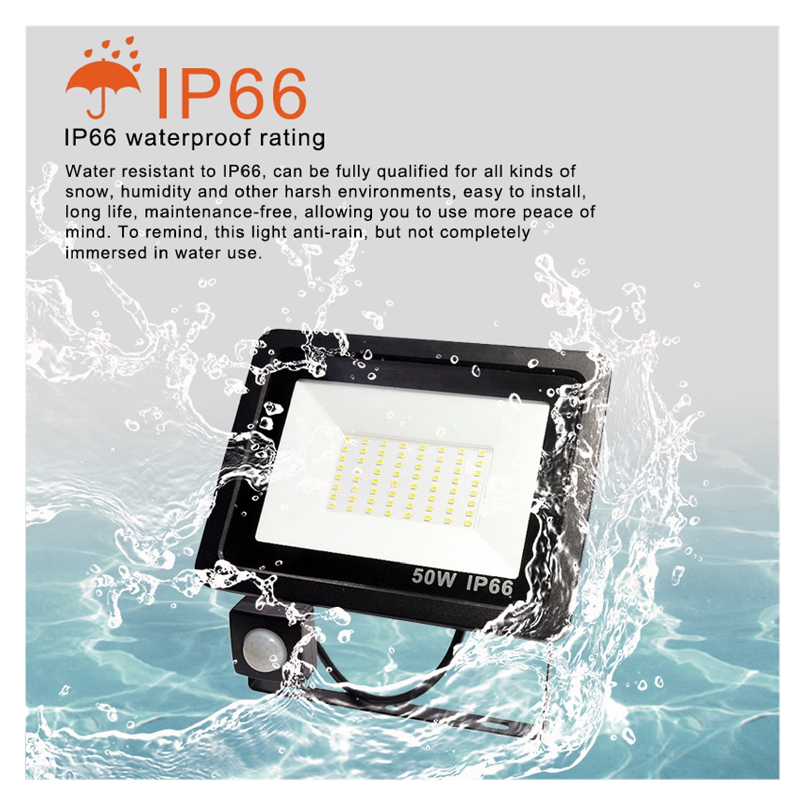 Flood Light Outdoor Motion Sensor LED Spotlights Waterproof Wall Lights Reflector Projection For Garden Street Square Bridge - Wide Angle Beam