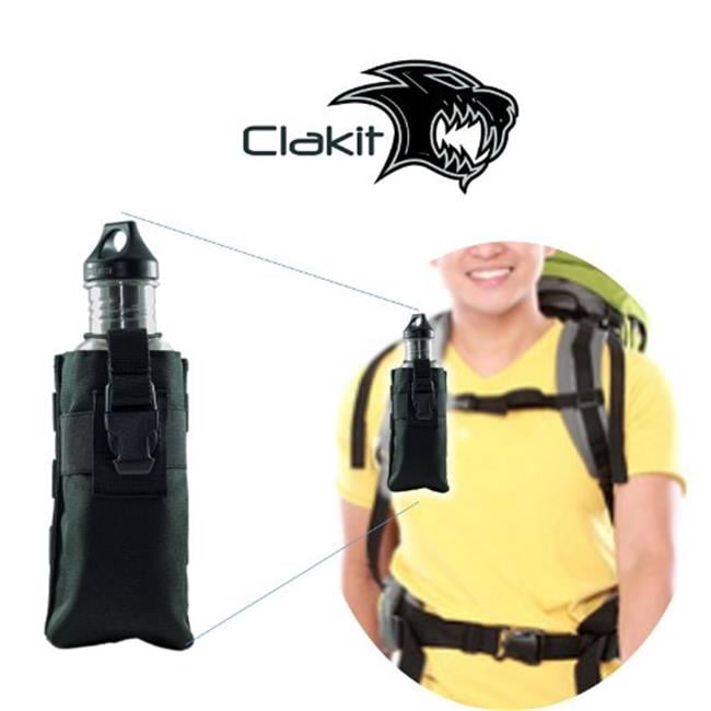 Clakit CL03101 Strap Packs 1 Litre Water Bottle ClipOn Pouch, Black
