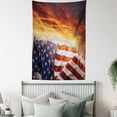 thumbnail image 4 of American Flag Tapestry, Flag in front of Sunset Sky with Horizon America Union Idyllic Photograph, Wall Hanging for Bedroom Living Room Dorm Decor, 40W X 60L Inches, Multicolor, by Ambesonne, 4 of 5